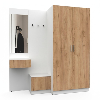 Набор мебели для прихожей "Марсель-156" МР 01-156 В2160 Ш2000 Г580 (ЛДСП Дуб крафт золотой) Набор мебели для прихожей "Марсель-156" МР 01-156 В2160 Ш2000 Г580 (ЛДСП Дуб крафт золотой)